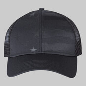 Debossed Stars and Stripes Mesh-Back Cap