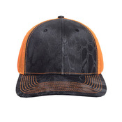 Structured Camo Trucker With Solid Mesh Back Hat