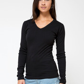 4376 Baby Rib L/S V-Neck